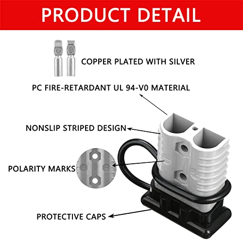 Jamgoer 4Pcs 175A 2-4 Awg Battery Quick Connect Disconnect Plug Jumper Cables Connectors For Towing Recovery Winch Auto Car Trailer Driver Electrical Devices (2 Red+2 Grey) #TOP3