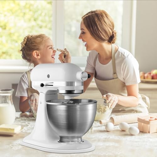 Image of Bamboo Mixer Slider Mat for Tilt Head Kitchen Aid 4.5-5 Qt Stand Mixer, Appliance sliding mat for kitchenaid Artisan 4.5-5 Qt, Kitchen Countertop Storage Mixer Moving Tray Attachments White