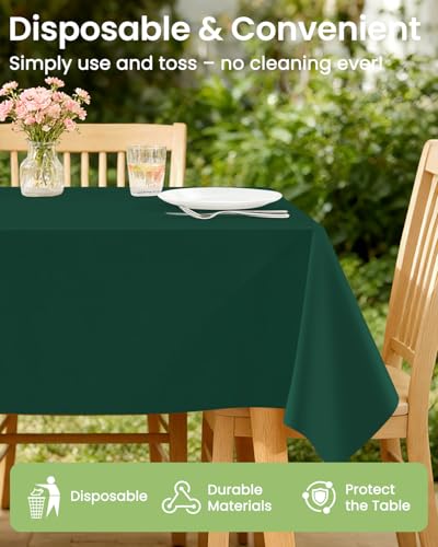 Image of LANLISA 4 Pack Dark Green Plastic Tablecloth Disposable, 54 x 108 Inch