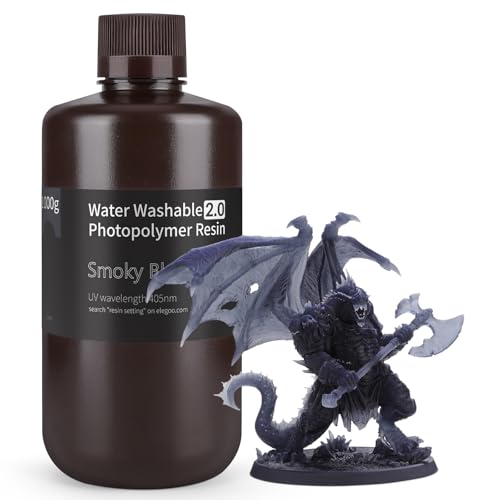 Image of ELEGOO Upgraded Water Washable Resin 2.0, Smoky Black 1000G