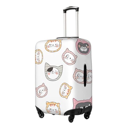 Elastic Travel Luggage Cover Printed Cute Cats Doodle Double-Sided Suitcase Protector Bag,Dust-Proof Cratch-Resistant Washable Baggage Covers For Kid Adult,X-Large2