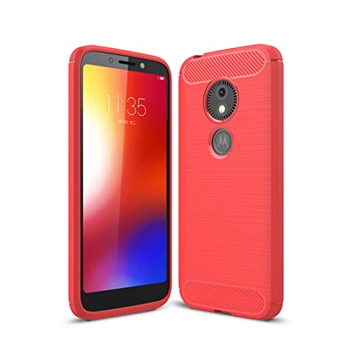Coque fibre de carbone Motorola Moto E5 Play Go souple antichoc rouge