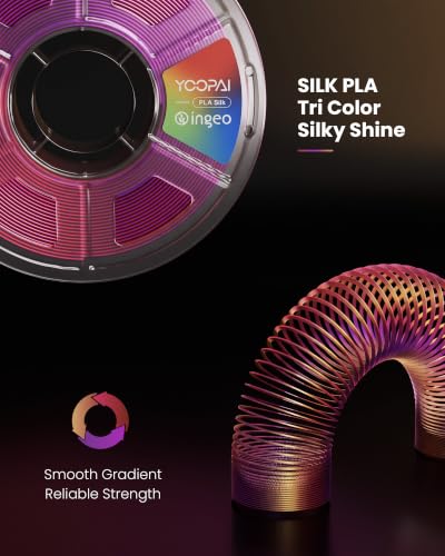Image of YOOPAI Silk Tri-Color PLA Filament 1.75mm, 3-in-1 Coextrusion Multicolor PLA 3D Printer Filament, Shiny Color Change Silk PLA,1kg Spool (2.2lbs), Red Gold Purple