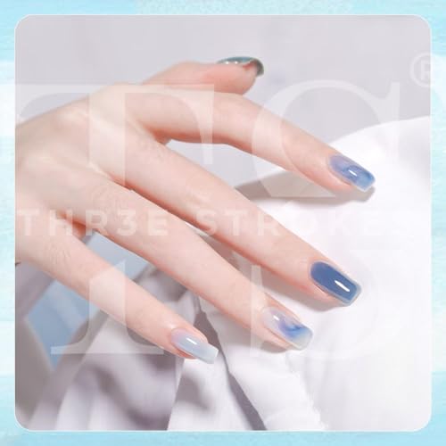 Image of THR3E STROKES Gel Nail Polish Set - 6 Colors Gel Polish Glitter Gel Polish Sparkle Nail Polish Gel Manicure DIY Salon Nail Art Gifts (SEA, 7.5ML)