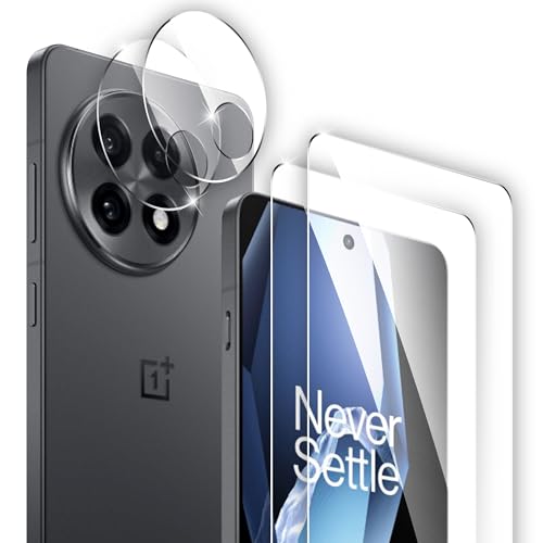 Cizerin 4 Pack Screen Protector for Oneplus 13R - 2 Pack Tempered Glass Screen Protector and 2 Pack Camera Lens Protector- Shatter Proof-HD Clarity