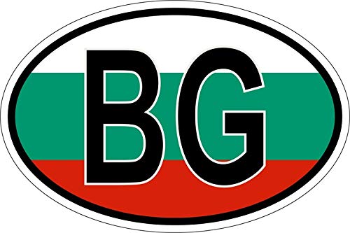 Akachafactory Autocollant Sticker Ovale Oval Drapeau Code Pays BG Bulgarie