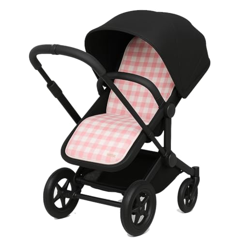 Colchoneta Universal Transpirable para Silla de Paseo – Compatible - Jané, Inglesina, Easywalker, Kinderkraft, UPPAbaby – Funda de Verano para Carrito de Bebé (Vichy Rosa)