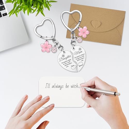 2 stuks moeder dochter hart, moeder dochter cadeau, sleutelhanger set, geschenken voor moeder, Moederdag, verjaardag, dochter motiverende geschenken - Afbeelding 6