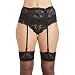 Cszxx Women's 4-Strap Wide Lace Suspender Belt Garter Belt (Black)