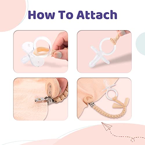 Symbolife Pacifier Clip For Boys Girls Pacifier Holder Leash Boho Rainbow Wooden Clips Handmade Braided Cotton Unisex Baby Shower Birthday Gift Christmas Gift #TOP2