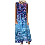 ❤️Damen Bodycon Maxi Langes Kleid, Formeller Abschlussball Cocktail Ballkleid Longuette Abendparty Damen Sommer Freizeit Blumenmuster Boho V-Ausschnitt Damen Kleider Figurbetontes Minikleid Camisole Sommerkleider für Damen Rückenloses Midikleid mit schmaler Passform und Taschen Lässiges Tunika-Kleid für p