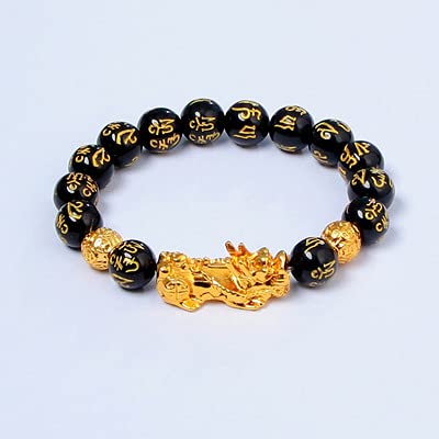COLORFUL BLING 3 Pcs Set Feng Shui Good Luck Bracelets Obsidian Bead Dragon Lucky Charm Bracelet Pixiu Pi Yao Attract Wealth Money Feng Shui Jewelry for Men Women4