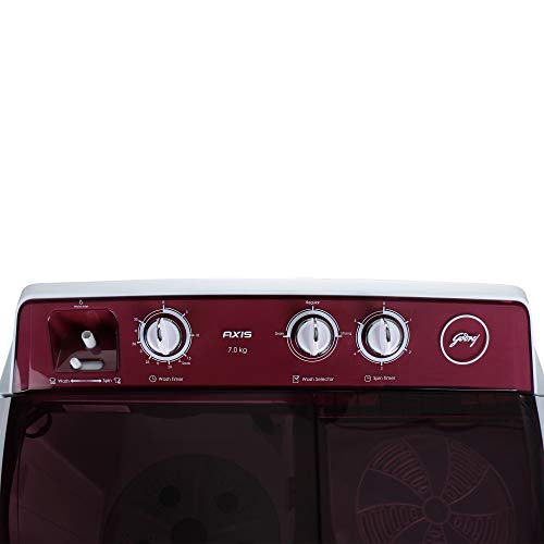 Image of Godrej 7 Kg Semi-Automatic Top Loading Washing Machine (WSAXIS 70 5.0 SN2 T BR, Burgundy)