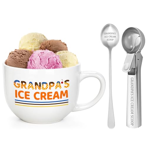 Cabtnca Grandpa Ice Cream Bowl Scoop Set - Gifts for Grandpa, Perfect for Christmas, Father's Day, or Birthdays - 16 Oz