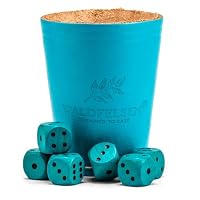 Waldfelsen – Gobelet à Dés En Cuir Véritable Beige (9 Cm) Avec 6 Dés En Bois De Hêtre (16 Mm) – Set De Dés Classique