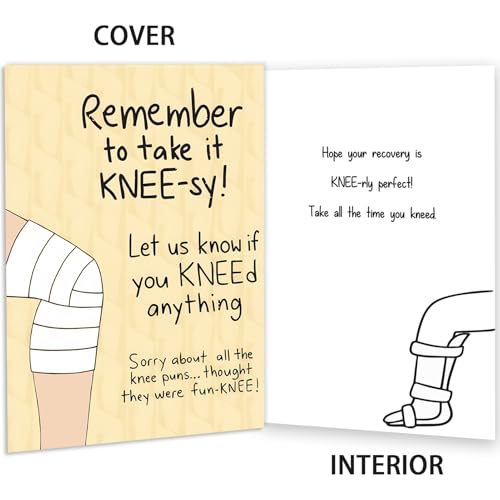MOROLURU Funny Get Well Soon Knee Card for Friends, Humor Speedy Surgery Recovery Gifts for Women Men, After Knee Surgery Card Gift for Him Her