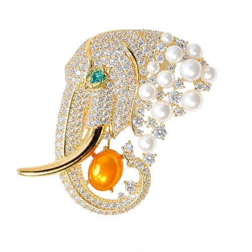 Image of 18K Gold-Plated Animal Brooch for Women Zirconia Pin Birthday Holiday Gift for Girlfriend Mother Wife