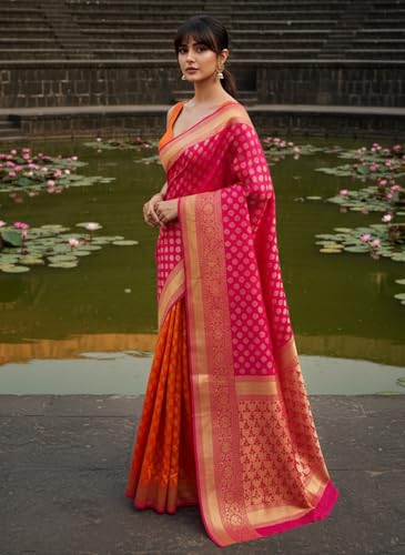 Image of Glory Sarees Women's Woven Pure Soft Kanjivaram Silk Saree Banarasi Style With Blouse Piece for Wedding
