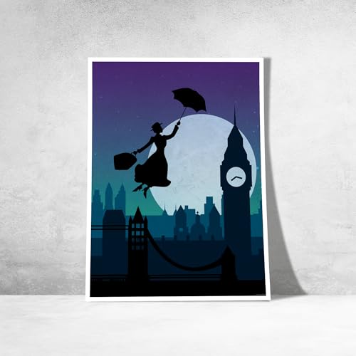 Poster Mary Poppins déco murale rétro affiche cinéma minimaliste 30x40 cm