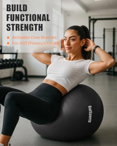 Image of GalSports Anti-Burst Slip Resistant Stability Ball - Swiss Ball for Home Gym & Physical Therapy