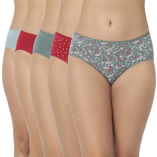 Image of juliet Cotton Hipster Premium Panties Set of 5 Full Coverage Stretchable Fabric
