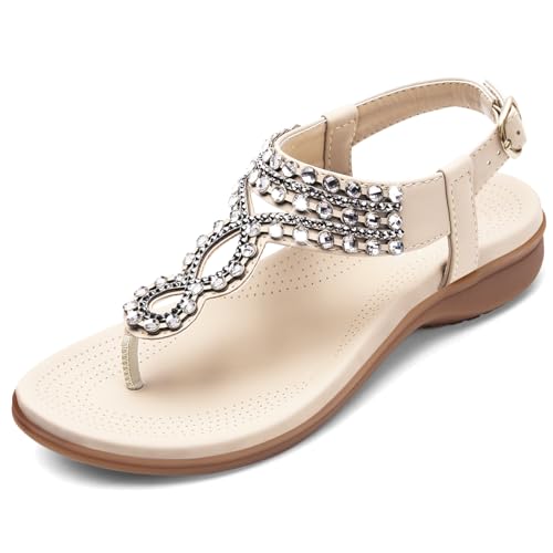 Image of Littleplum Womens Sandals Comfort Arch Support Sandals Summer Walking Shoes Casual Ankle Elastic Flip Flops Shoes