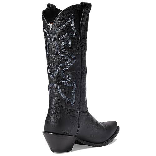 Image of LEHOOR Cowboy Boots Women Embroidered Mid Calf Western Boots Stacked Low Heel Pointed Toe Pull On Cowgirl Boot 4-11 M US