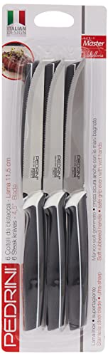 Pedrini Master Coltelli da Bistecca, Acciaio Inossidabile, Nero, 6 Pezzi, 6 unità