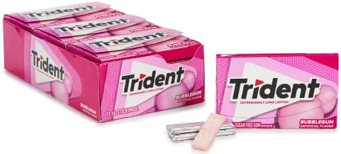 Trident Sugar Free Gum Bubble gum Flavour (18 Sticks, Pack of 12)