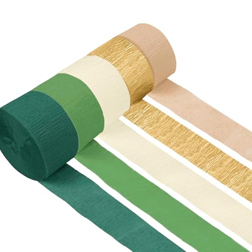 Ziyonix 5 Rollos Cintas de Papel Crepé, Decoración de Fiestas Papel Crepé Verde Oliva Caqui Decoración Fiesta Boda para Bodas Fiestas de Cumpleaños