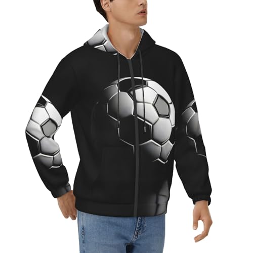 Sweat à capuche imprimé I Like Soccer pour homme EdWal zippé avec cordon
