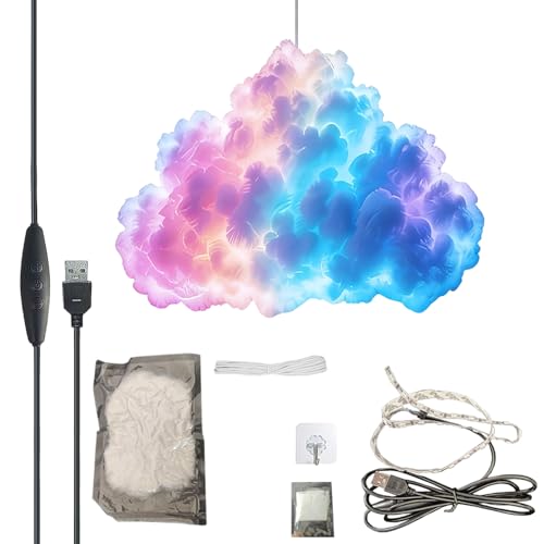 Luces LED Cloud - Luz decorativa de pared, 4 modos de iluminación con cable USB, diseño flotante de algodón 3D | Decoración estética de sala de juegos para la familia, los amigos, el dormitorio del