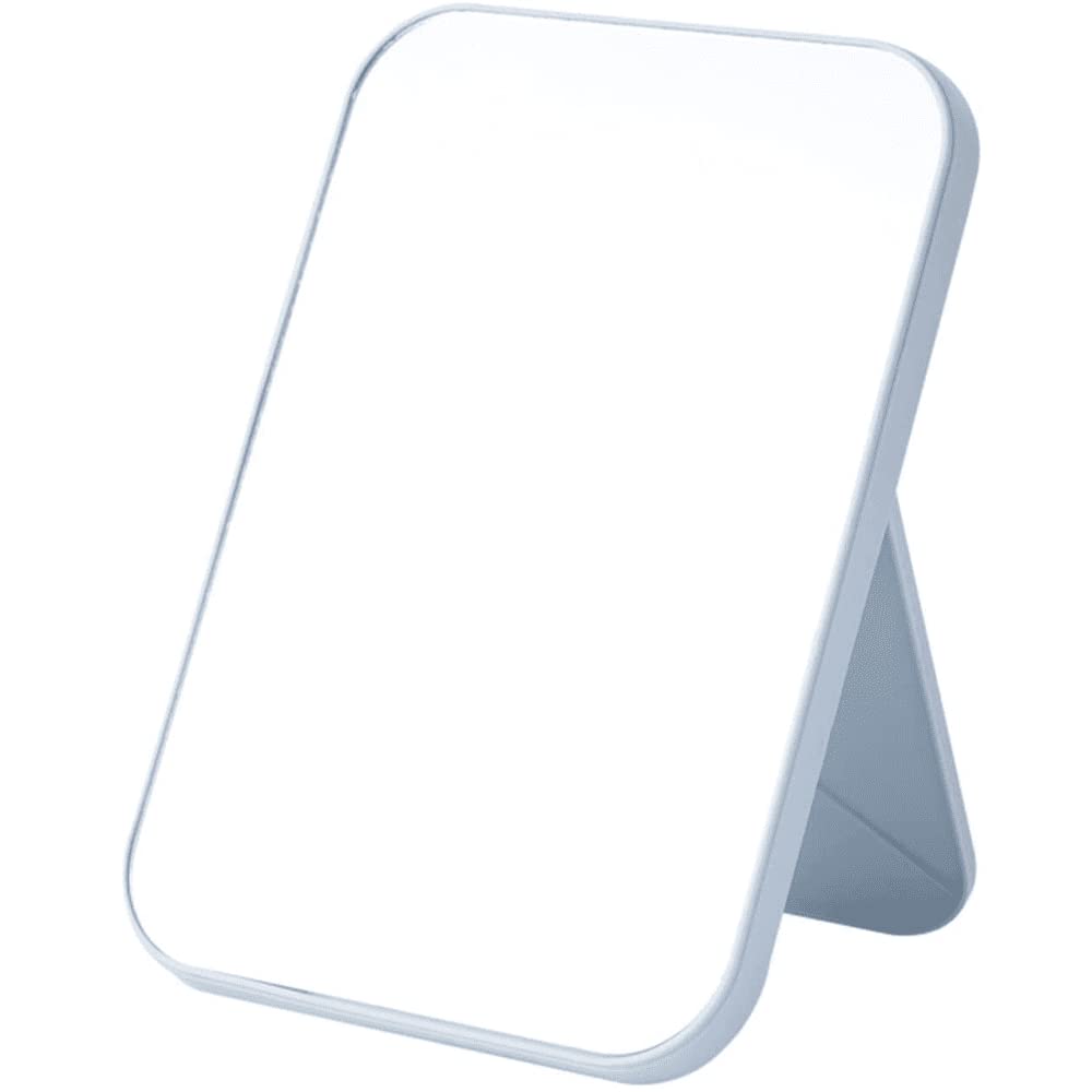 Desktop Makeup Mirror, Foldable Makeup Mirror Simple Portable Princess Mirror Rectangle Mirror Makeup Mirror Small Mirror with Stand for Women & Girls (Blue)-image-24