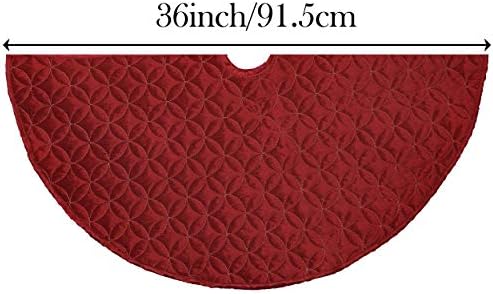 Valery Madelyn 36inch Large Christmas Tree Skirt, Luxury Red and Gold Embroidered Xmas Tree Mat Base Cover for Christmas Holiday Party Decorations