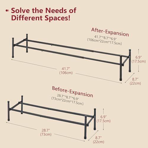 Image of Tajsoon Expandable Shoe Rack for Closet 1 Tier, 28 inch-41 inchAdjustable & Stackable Shoe Shelf Storage, Metal Shoe Rack Organizer for Front Door Entrance, Closet, Garage, Entryway, Black