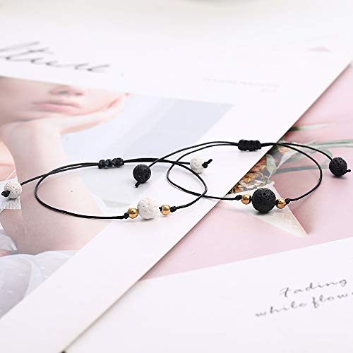 Best Friend Bracelets Couples Bracelets for 2 Matching Yin Yang His and Her Lover Bracelet Jewelry for Bff Friendship Relationship Boyfriend Girlfriend Valentines Gift (Lava bead)3