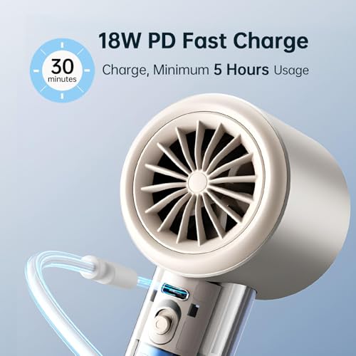 Image of JISULIFE Handheld Fan Pro1 S with Digital Display, Lanyard, 100 Speed Adjustable for Travel /Camping /Outdoor, Gift for Women /Men 5000mAh (Light Brown)