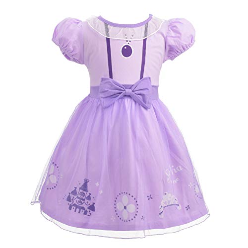 Lito Angels Deguisement Robe Costume Princesse Sofia Enfant Fille, Anniversaire Fete Carnaval Vetement Casual Ete, Taille 3-4 ans