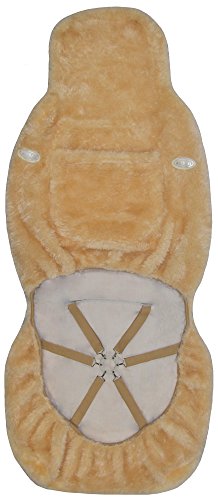 Image of Eurow Australian Merino Sheepskin Car Seat Cover, Plush Universal Fit for Most Vehicles, Summer Cool & Winter Warm, Side Airbag Safe, Easy Installation, 56 x 23 Inches, Single Seat, Beige