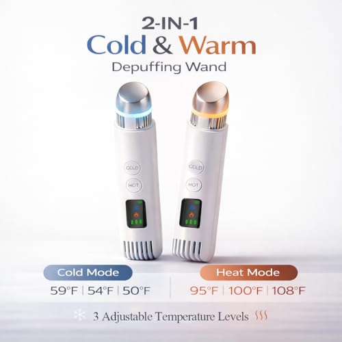 2-in-1 Cold & Warm Depuffing Wand for Face & Eyes,Adjustable Temperature Facial Massager with Cooling & Gentle Heat,Portable Skincare Tool for Puffiness, Dark Circles & Radiant-Looking Skin - Image 3