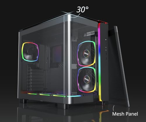 Image of MONTECH King 95 PRO Dual-Chamber ATX Mid-Tower PC Gaming Case, High-Airflow, Toolless Panels, Sturdy Curved Tempered Glass Front, 6 ARGB PWM Fan Pre-Installed with Fan Hub, Black