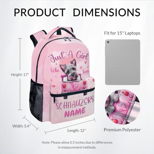 UNIKITTY Custom Kids Backpack - Schnauzer Backpacks for Girls, School Backpack with Adjustable Straps, 17" Durable Large Capacity Elementary Bookbags for Kids Travel2