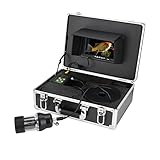 pcvpov Unterwasserkamera Angeln,Tragbarer Fischfinder Unterstützt DVR- und Kamerafunktion,360 Grad Drehbare Kamera,HD-CCD 700TVL Sonar Fischfinde mit 38 Einstellbaren LED-Leuchten,8 GB TF-K(Size:100M)