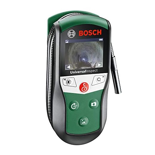 Bosch Home and Garden Cámara de inspección UniversalInspect (4 pilas 1,5 V, gancho, espejo, imán, estuche, diámetro de la cámara - diámetro: 8 mm, largo del cable: 0,95 m, Display a color 2.32")