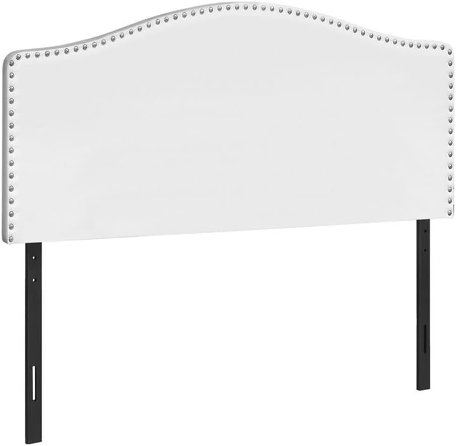 Monarch Specialties I 6012Q Bed, Headboard Only, Queen Size, Bedroom, Upholstered, Pu Leather Look, White, Transitional