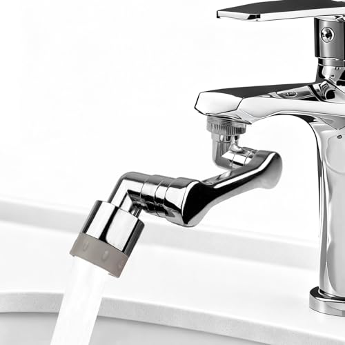 VELLUSTRA Wasserhahn Aufsatz Schwenkbar Verlängerung 1080 Grad Drehbarer Multifunktionaler Verlängerungshahn Rotierender Wasserhahn Luftsprudler für Brause Küche und Bad Wasserhähne
