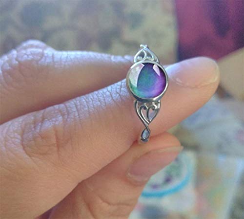 LVTING 925 Silver Temperature-Control Changeable Ring Mood Change Color Rings Retro Flower Round Stone Engagement Mood Ring for Women4