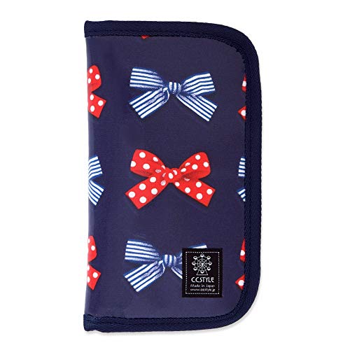 彫刻刀ケース 女の子 ケースのみ 小学生 おしゃれ かわいい かっこいい ポルカドットとストライプのフレンチリボン(ネイビー) カラフルキャンディスタイル N9400500