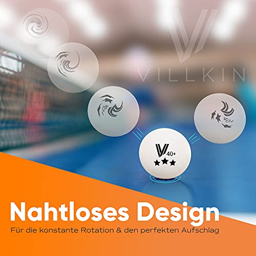 Villkin Table Tennis Balls, 24 Pieces - 40 mm Durable Plastic, Seamless, Constant Rotation, Competition & Leisure, White, Set of 24 - Image 4