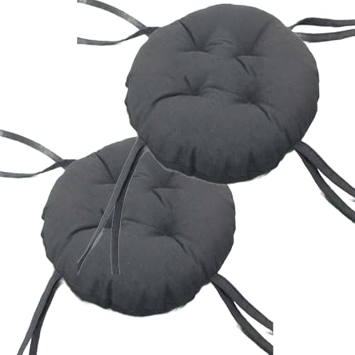 uyeoco Set de 4/2/1 Pièces Galette de Chaise Ronde 35cm/40cm/50cm/45cm Exterieur Intérieur Coussin de Chaise Décoration Jardin Terrasse Patio(E1,2PCS 35x35X6cm)